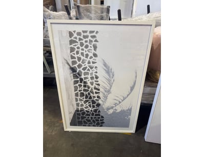 Framed contemporary artwork featuring an abstract ...