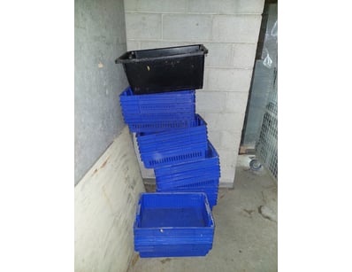 Lot comprising approximately 20+ blue plastic stac...