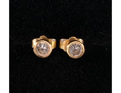 18CT YELLOW GOLD BRILLIANT CUT DIAMOND STUD EARRIN...