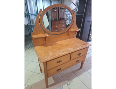 Hall Table With Mirror & Drawers, Timber Style, Na...