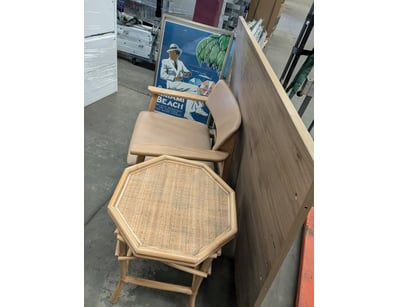 Comprehensive lot, includes rattan side table, cha...