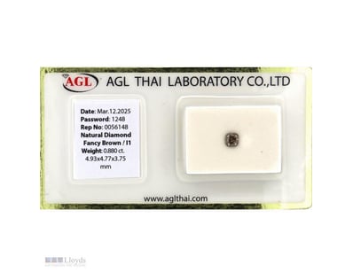 0.88CT CERTIFIED, NATURAL FANCY BROWN DIAMOND     ...