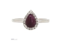 14K White Gold, Ruby And Diamond, Halo Ring.
