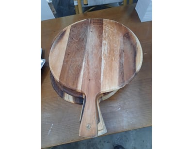 Round wooden chopping boards, diameter 40cm.

SOLD...