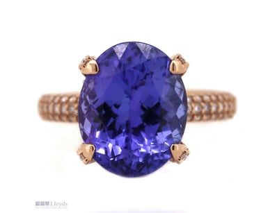 14K ROSE/WHITE GOLD, 7.92CT TANZANITE, FANCY PINK ...