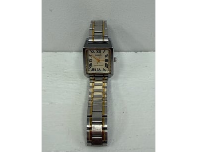 Casio two-tone stainless steel and gold-plated squ...