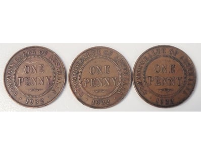 3X 1932 AUSTRALIAN ONE PENNY COINS

488567+38
...