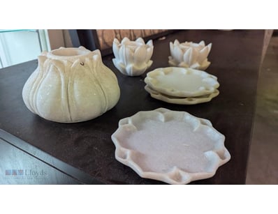 Exquisite collection of carved marble decorative v...