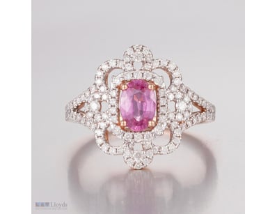 14CT ROSE GOLD PINK CEYLON SAPPHIRE AND DIAMOND HA...