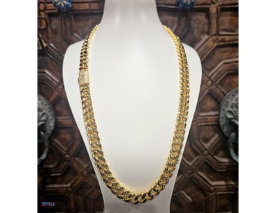 CUBAN  GOLD PLATED  STAINLESS STEEL    CHAIN-55CM-...