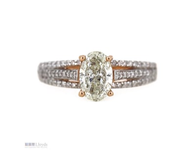 14K ROSE GOLD AND DIAMOND, ANTIQUE SPLIT BAND RING...