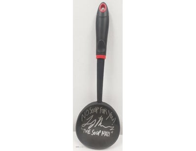 SOUP LADEL SIGNED BY THE SOUP NAZI LARRY THOMAS FR...