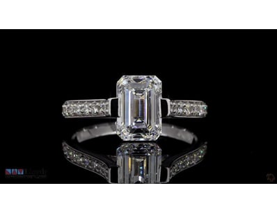 2.31 CT EMERALD-CUT EAST-WEST RING WITH PAVÉ BAND ...