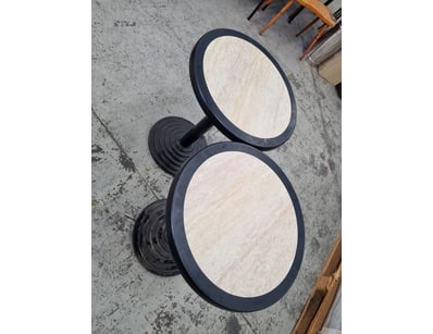 Coffee table, steel base, circle top, wood type to...