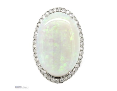 14K WHITE GOLD, 17.09CT AUSTRALIAN COOBER PEDY OPA...