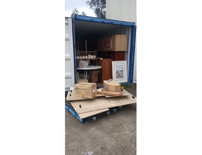 Container Full Of Homewares Including Timber Furni...