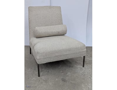 Occasional chair, metal legs, grey upholstery with...