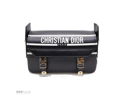 CHRISTIAN DIOR BLACK/WHITE CALFSKIN SMALL DIORCAMP...