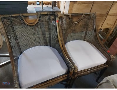 Pair of Cane Bentwood armchairs featuring. Each ch...