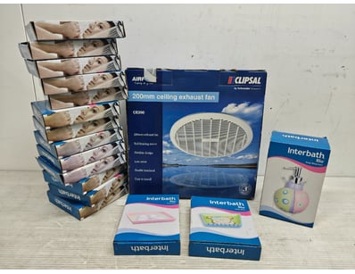 Toiletries, and ceiling fan including soap dispens...