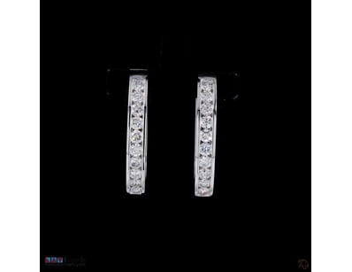2.17 CT ROUND CHANNEL-SET HOOP EARRINGS IN 18KT WH...