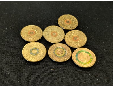 ASSORTED COLOURED TWO DOLLAR COINS

779013+77
...