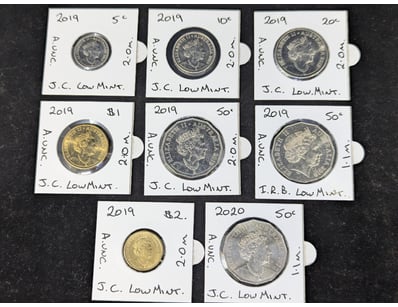 SEVEN AUSTRALIAN JODY CLARK COINS AND IRB FIFTY CE...