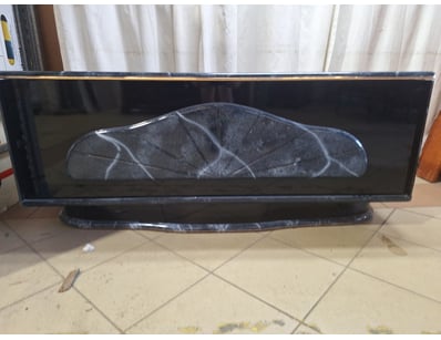 Horizontal display cabinet with black exterior fra...