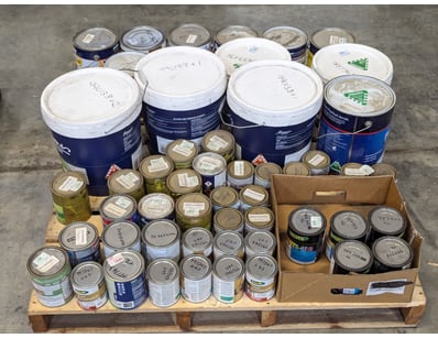Pallet Lot of paint, brands include Dulux, Haymes,...