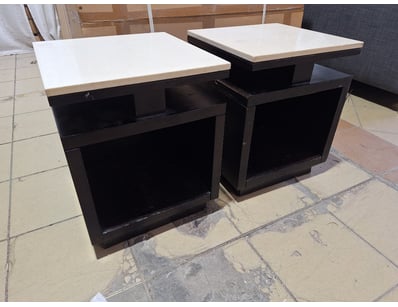 Bedside Tables With Marble Style Top, Timber Style...