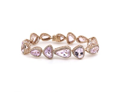 14K ROSE GOLD, KUNZITE AND DIAMOND, HALO BRACELET....