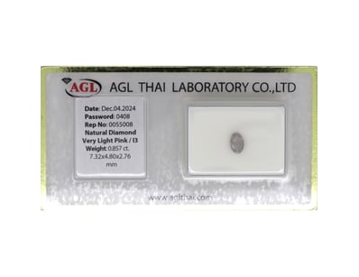 0.857CT CERTIFIED, NATURAL PINK DIAMOND     

Oval...