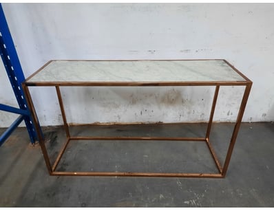 Hall Table With Marble Style Top, Gold Finish

D...