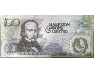 AUSTRALIA 100 HARRISON & SONS POLYMER TEST NOTE SP...