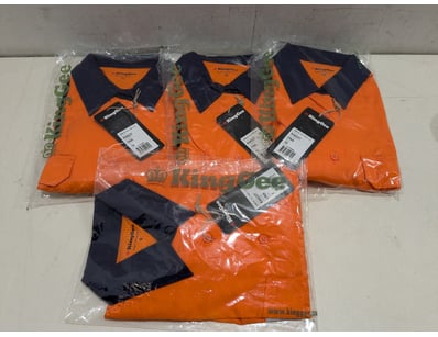 Lot of 4 KingGee men's work polo shirts in orange ...