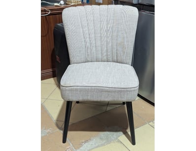 Occasional chair, black timber legs, grey upholste...