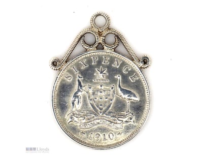 1910 KING EDWARD VII, SIXPENCE PENDANT     

Rare ...