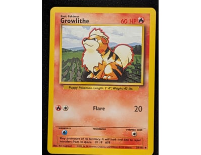 GROWLITHE POKÉMON TRADING CARD - BASE SET #28/102...