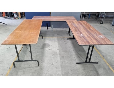 Lot of Three folding tables featuring timber Style...