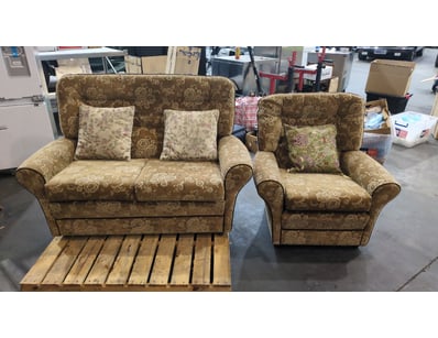 Light Brown Velvet 2 Seater Couch And Arm Chair Se...