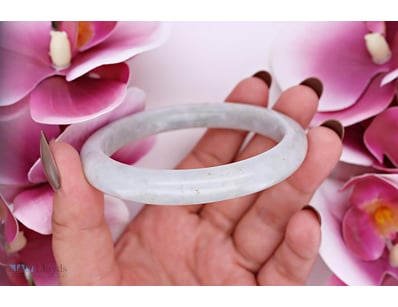 NATURAL BURMESE JADE BANGLE ON 925 SILVER - WITH C...