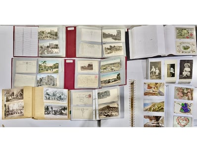 VINTAGE POSTCARD AND PHOTOGRAPH COLLECTION WITH BO...