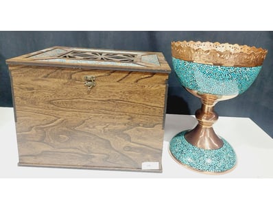 PERSIAN FIROOZEH KOOBI (TURQUOISE INLAY) PEDESTAL ...