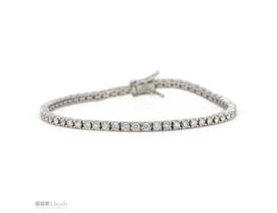9K WHITE GOLD,  2.55CT TDW DIAMOND, TENNIS BRACELE...