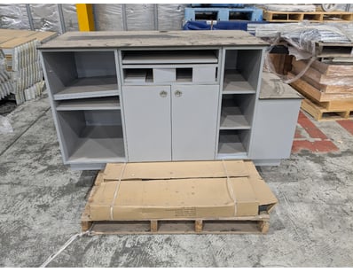 Office Desk, Storge nooks and draws. Grey

