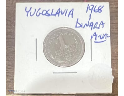 1968-YOGOSLAVIA 1 DINARA…PLEASE NOTE COIN IS SCARC...