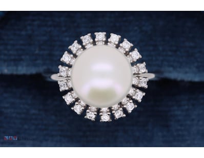 SOUTH SEA PEARL RING ON 925 SILVER - WITH CERTIFIC...