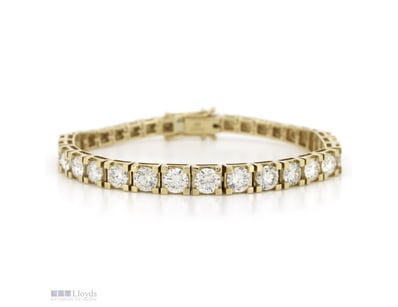 14K YELLOW GOLD, 8.01CT TDW DIAMOND, TENNIS BRACEL...