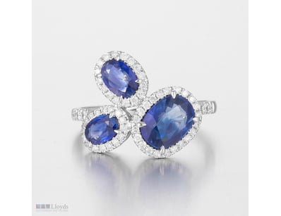 14CT WHITE GOLD AUSTRALIAN SAPPHIRE AND DIAMOND CL...