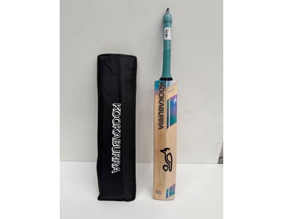 Kookaburra cricket bat in natural wood finish feat...